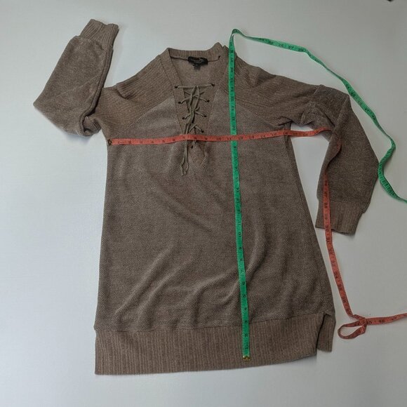 Suzanne Betro Size Small Caramel Colored Lace Up Sweater - Picture 10 of 15